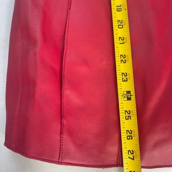 Pamela McCoy Jacket 1X Red Leather Button Front Pockets Lined - Picture 7 of 7